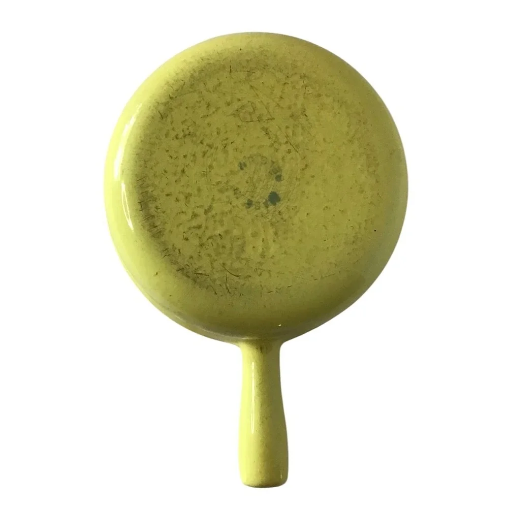 Vintage Yellow Enamel‎ Cast Iron Saucepan Small Pot Mid Century Modern 6.5 Inch